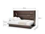 Komplet vodoravne postelje v omari 120 x 200 temen hrast + LED lučka z USB + regal