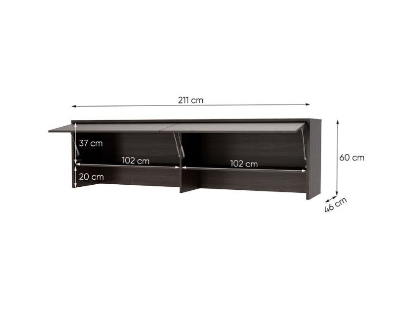 Komplet vodoravne postelje v omari ZVONČEK 140 x 200 + dodatna omarica + LED