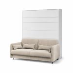 Komplet postelje v omari METULJ 180 x 200 bela + kavč beige