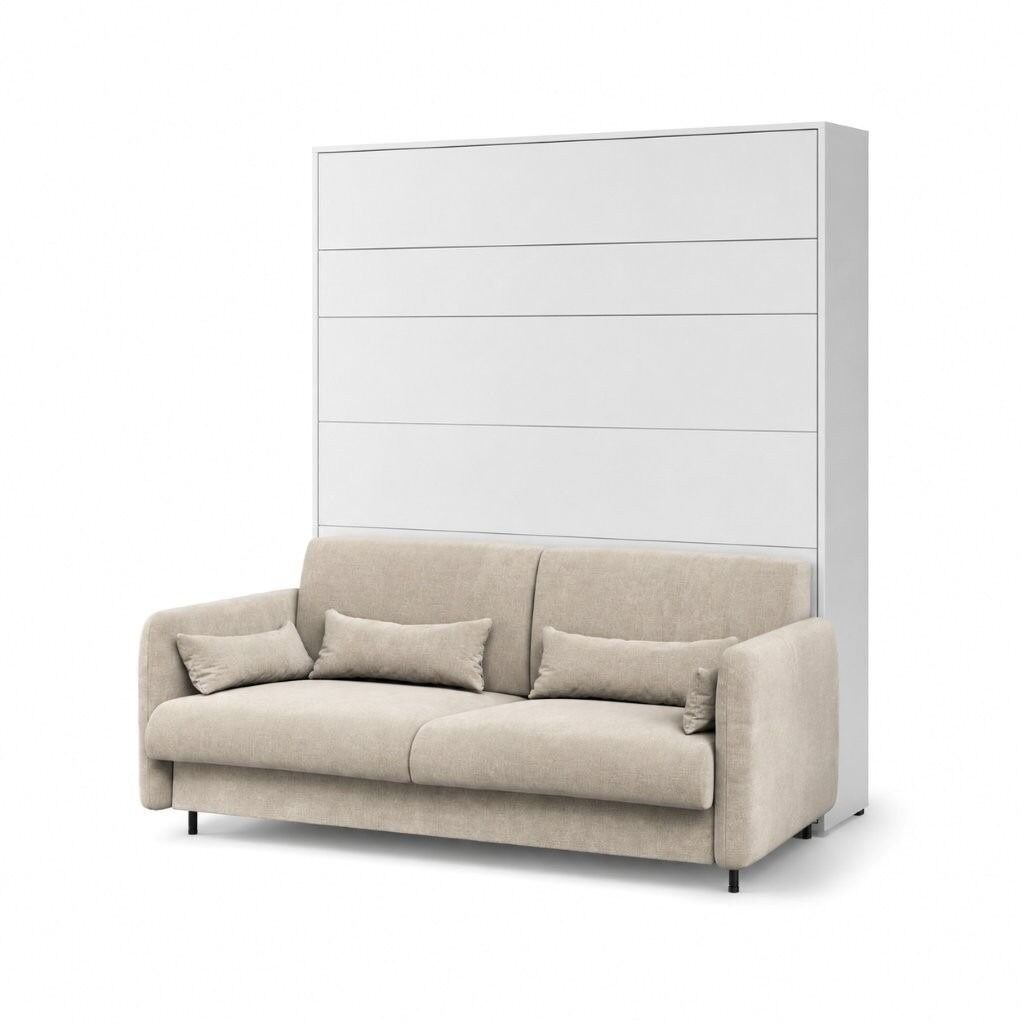 Komplet postelje v omari ZVONČEK 140 x 200 bela + kavč beige