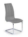 Jedilni stol K147 je dobavljiv v sivem umetnem usnju s kovinskimi inox nogami. Dimenzija: - Š:42/G:55/V:101 cm, Material: - kovinsko podnožje - INOX - sivo
