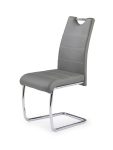 Jedilni stol K211 je dobavljiv v sivem umetnem usnju s kovinskimi inox nogami. Dimenzija: - Š:42/G:60/V:97 cm, Material: - kovinsko podnožje - INOX - sivo