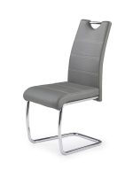 Jedilni stol K211 je dobavljiv v sivem umetnem usnju s kovinskimi inox nogami. Dimenzija: - Š:42/G:60/V:97 cm, Material: - kovinsko podnožje - INOX - sivo
