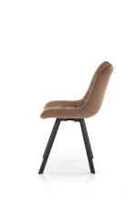 Jedilni stol K332 je dobavljiv v bež barvi. Noge stola so iz kovine prašno barvane. Dimenzija: - Š:46/G:61/V:84 cm, Material: - velvet tkanina BLUVEL 28 -