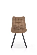 Jedilni stol K332 je dobavljiv v bež barvi. Noge stola so iz kovine prašno barvane. Dimenzija: - Š:46/G:61/V:84 cm, Material: - velvet tkanina BLUVEL 28 -
