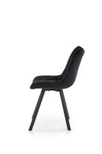 Jedilni stol K332 je dobavljiv v črni barvi. Noge stola so iz kovine prašno barvane. Dimenzija: - Š:46/G:61/V:84 cm, Material: - velvet tkanina BLUVEL 19 -