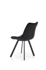 Jedilni stol K332 je dobavljiv v črni barvi. Noge stola so iz kovine prašno barvane. Dimenzija: - Š:46/G:61/V:84 cm, Material: - velvet tkanina BLUVEL 19 -