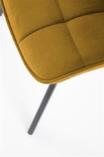 Jedilni stol K332 je dobavljiv v gorčični barvi. Noge stola so iz kovine prašno barvane. Dimenzija: - Š:46/G:61/V:84 cm, Material: - velvet tkanina BLUVEL