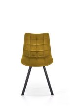 Jedilni stol K332 je dobavljiv v gorčični barvi. Noge stola so iz kovine prašno barvane. Dimenzija: - Š:46/G:61/V:84 cm, Material: - velvet tkanina BLUVEL