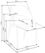 Jedilni stol K373 je dobavljiv v sivi barvi. Noge stola so iz kovine prašno barvane. Dimenzija: - Š:51/G:57/V:77 cm, Material: - tkanina - kovina