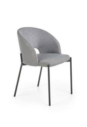 Jedilni stol K373 je dobavljiv v sivi barvi. Noge stola so iz kovine prašno barvane. Dimenzija: - Š:51/G:57/V:77 cm, Material: - tkanina - kovina