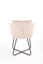 Jedilni stol K373 je dobavljiv v bež barvi. Noge stola so iz kovine prašno barvane. Dimenzija: - Š:60/G:62/V:81 cm, Material: - tkanina - kovina
