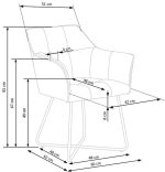 Jedilni stol K373 je dobavljiv v bež barvi. Noge stola so iz kovine prašno barvane. Dimenzija: - Š:60/G:62/V:81 cm, Material: - tkanina - kovina