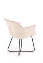 Jedilni stol K373 je dobavljiv v bež barvi. Noge stola so iz kovine prašno barvane. Dimenzija: - Š:60/G:62/V:81 cm, Material: - tkanina - kovina