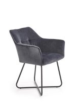 Jedilni stol K373 je dobavljiv v sivi barvi. Noge stola so iz kovine prašno barvane. Dimenzija: - Š:60/G:62/V:81 cm, Material: - tkanina - kovina
