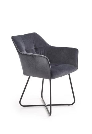 Jedilni stol K373 je dobavljiv v sivi barvi. Noge stola so iz kovine prašno barvane. Dimenzija: - Š:60/G:62/V:81 cm, Material: - tkanina - kovina