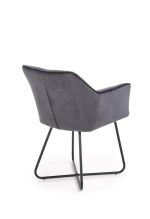 Jedilni stol K373 je dobavljiv v sivi barvi. Noge stola so iz kovine prašno barvane. Dimenzija: - Š:60/G:62/V:81 cm, Material: - tkanina - kovina