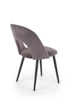 Jedilni stol K384 črn je dobavljiv v črni barvi in sivi tkanini. Noge stola so iz jekla s prašnim premazom. Dimenzija: - Š:54/G:57/V:84 cm, Material: -