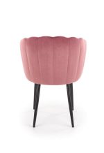 Jedilni stol K386 je dobavljiv v roza barvi. Noge stola so iz kovine prašno barvane. Dimenzija: - Š:60/G:58/V:84 cm, Material: - tkanina - kovina