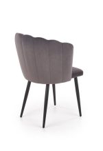 Jedilni stol K386 je dobavljiv v sivi barvi. Noge stola so iz kovine prašno barvane. Dimenzija: - Š:60/G:58/V:84 cm, Material: - tkanina - kovina