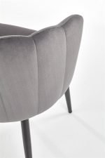 Jedilni stol K386 je dobavljiv v sivi barvi. Noge stola so iz kovine prašno barvane. Dimenzija: - Š:60/G:58/V:84 cm, Material: - tkanina - kovina