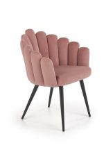 Jedilni stol K410 je dobavljiv v roza barvi. Noge stola so iz kovine prašno barvane. Dimenzija: - Š:65/G:62/V:85 cm, Material: - tkanina - kovina