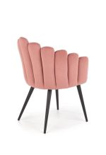 Jedilni stol K410 je dobavljiv v roza barvi. Noge stola so iz kovine prašno barvane. Dimenzija: - Š:65/G:62/V:85 cm, Material: - tkanina - kovina
