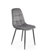 Jedilni stol K417 je dobavljiv v sivi barvi. Noge stola so iz kovine prašno barvane. Dimenzija: - Š:44/G:56/V:87 cm, Material: - velvet tkanina HRL 21 -