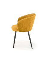 Jedilni stol K430 črn je dobavljiv v rumeni barvi. Noge stola so iz kovine prašno barvane. Dimenzija: - Š:61/G:54/V:77 cm, Material: - žametna tkanina