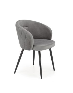 Jedilni stol K430 črn je dobavljiv v sivi barvi. Noge stola so iz kovine prašno barvane. Dimenzija: - Š:61/G:54/V:77 cm, Material: - žametna tkanina HLR 21