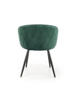 Jedilni stol K430 črn je dobavljiv v zeleni barvi. Noge stola so iz kovine prašno barvane. Dimenzija: - Š:61/G:54/V:77 cm, Material: - žametna tkanina HLR