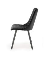 Jedilni stol K45 je dobavljiv v črni barvi. Noge stola so iz kovine prašno barvane. Dimenzija: - Š:44/G:58/V:85 cm Material: - tkanina velvet BLUVEL 19 -