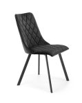 Jedilni stol K45 je dobavljiv v črni barvi. Noge stola so iz kovine prašno barvane. Dimenzija: - Š:44/G:58/V:85 cm Material: - tkanina velvet BLUVEL 19 -