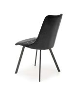 Jedilni stol K45 je dobavljiv v črni barvi. Noge stola so iz kovine prašno barvane. Dimenzija: - Š:44/G:58/V:85 cm Material: - tkanina velvet BLUVEL 19 -