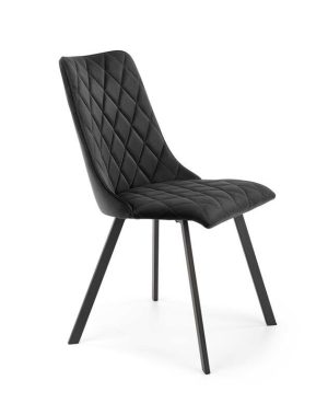 Jedilni stol K45 je dobavljiv v črni barvi. Noge stola so iz kovine prašno barvane. Dimenzija: - Š:44/G:58/V:85 cm Material: - tkanina velvet BLUVEL 19 -