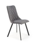 Jedilni stol K450 je dobavljiv v sivi barvi. Noge stola so iz kovine prašno barvane. Dimenzija: - Š:44/G:58/V:85 cm Material: - tkanina velvet BLUVEL 14 -