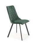 Jedilni stol K45 je dobavljiv v zeleni barvi. Noge stola so iz kovine prašno barvane. Dimenzija: - Š:44/G:58/V:85 cm Material: - tkanina velvet BLUVEL 78 -
