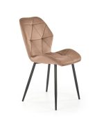 Jedilni stol K453 je dobavljiv v bež barvi. Noge stola so iz kovine prašno barvane. Dimenzija: - Š:48/G:53/V:86 cm Material: - tkanina velvet BLUVEL 28 -