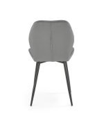 Jedilni stol K453 je dobavljiv v sivi barvi. Noge stola so iz kovine prašno barvane. Dimenzija: - Š:48/G:53/V:86 cm Material: - tkanina velvet BLUVEL 14 -