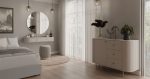 Komplet toaletna mizica z ogledalom + komoda OVARI beige - slika 9