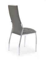 Jedilni stol K202 je dobavljiv v sivem umetnem usnju s kovinskimi inox nogami. Dimenzija: - Š:43/G:54/V:101 cm, Material: - kovinsko podnožje - INOX - sivo