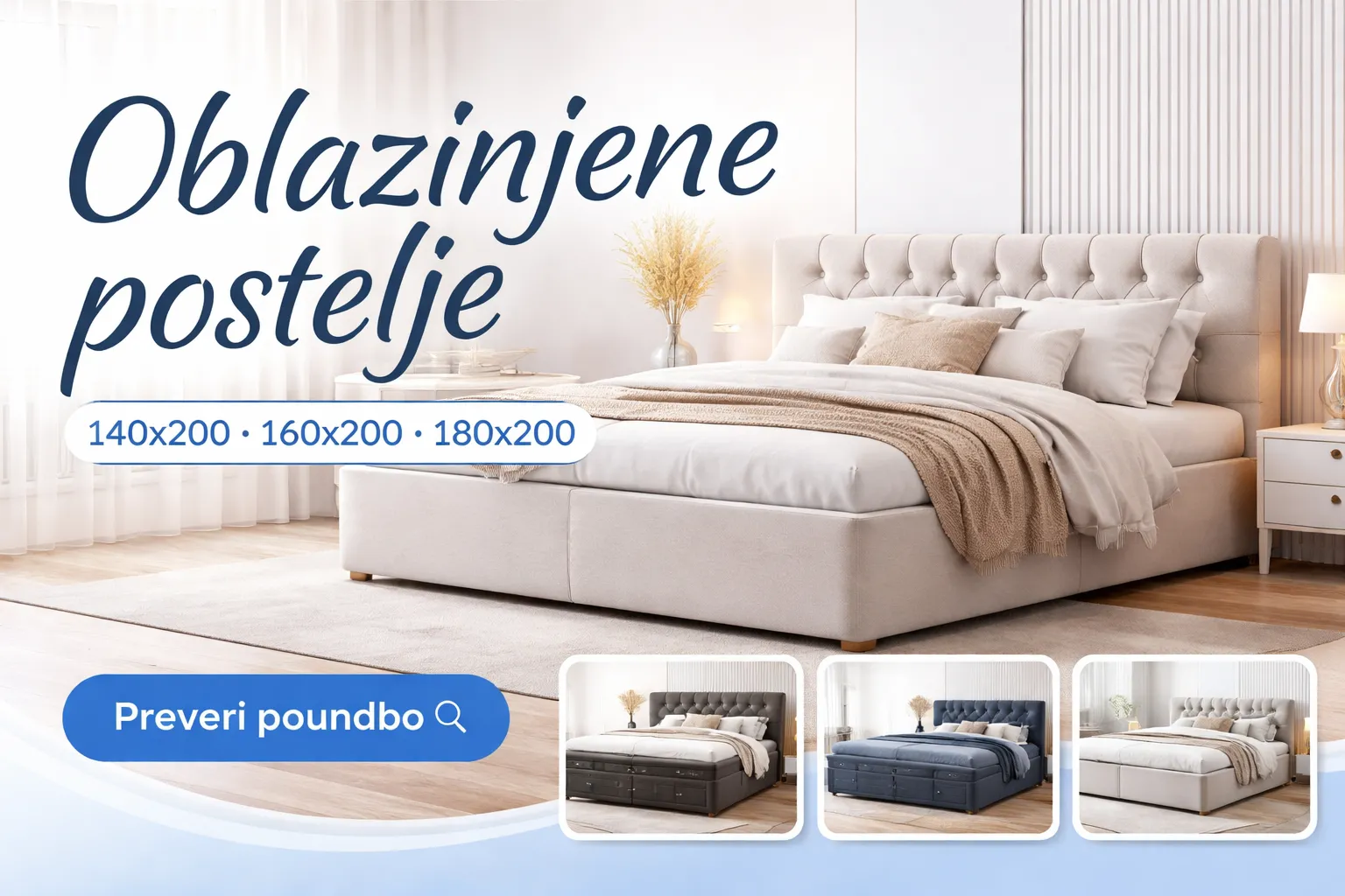 Oblazinjene postelje za spalnico Meganakupek.si